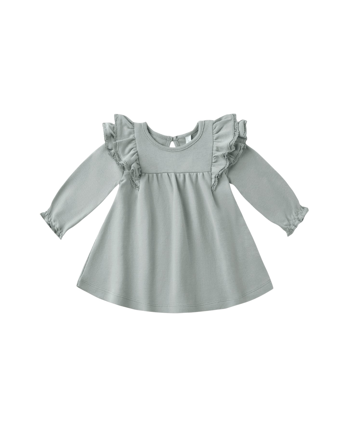 Steel Blue Longsleeve Flutter Dress