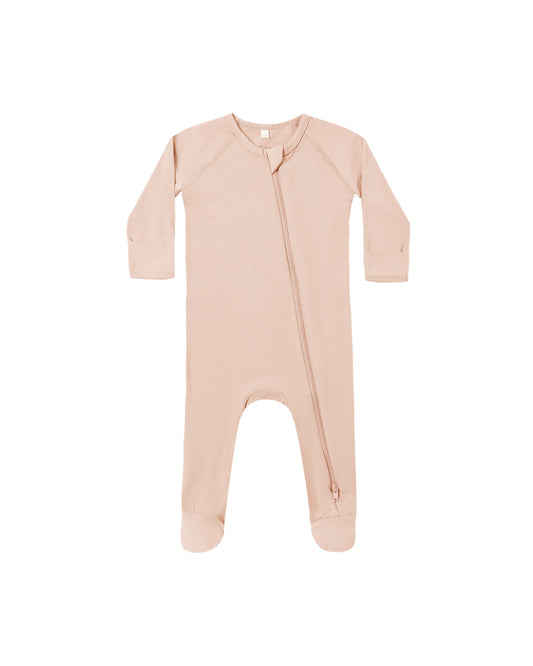 Dusty Rose Bamboo Zip Footie