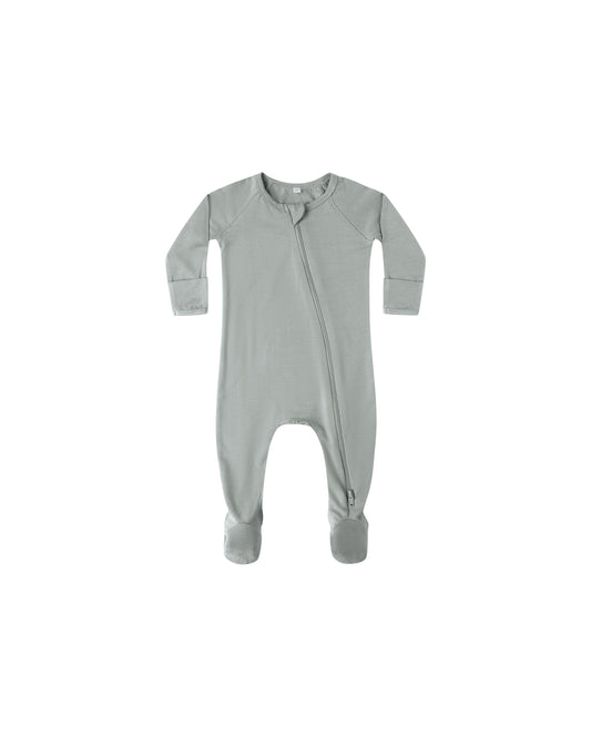 Steel Blue Bamboo Zip Footie