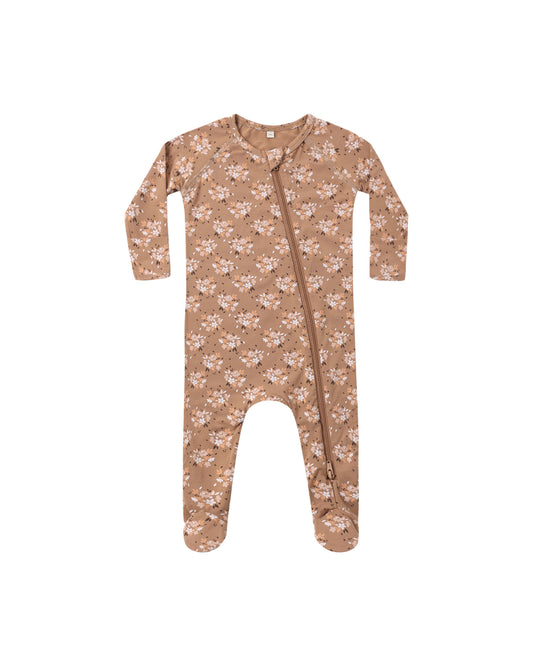 Fall Floral Bamboo Zip Footie