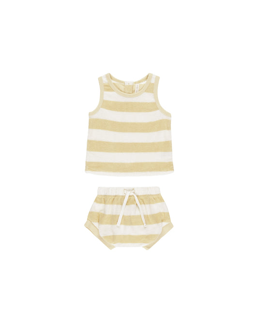 Quincy Mae - Yellow Stripe Terry Tank + Short Set