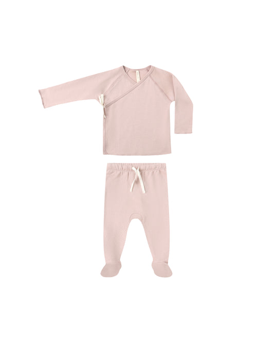 Rose Wrap Top + Footed Pant Set