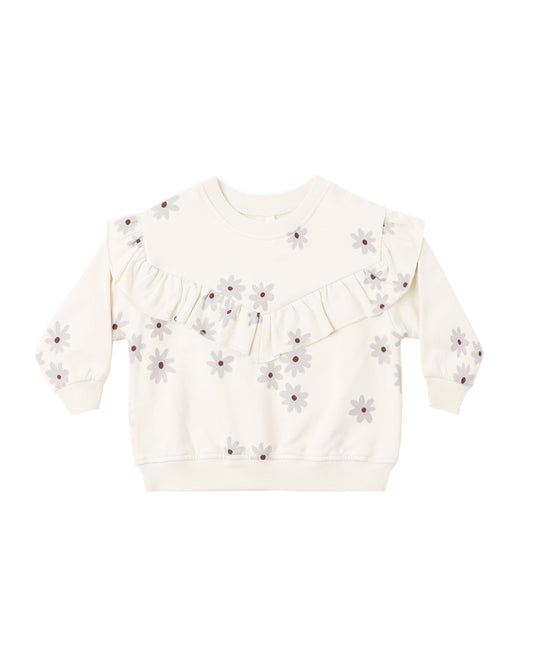 Blue Daisy Ruffle Fleece Sweatshirt