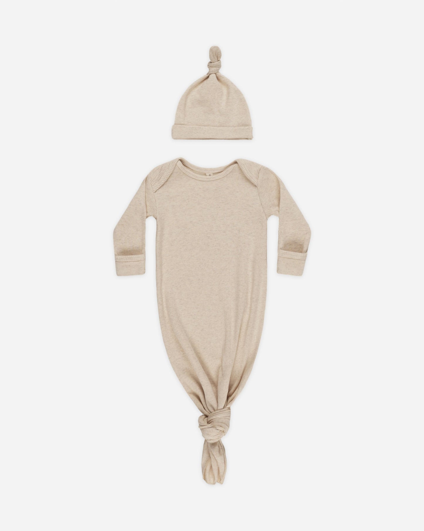Taupe Knotted Baby Gown + Hat