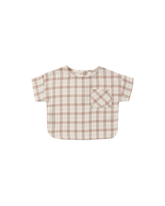 Rustic Plaid Woven Boxy Top