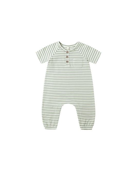 Fern Stripe Short Sleeve Jumpsuit