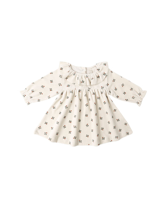 Holly Berry Velour Baby Dress