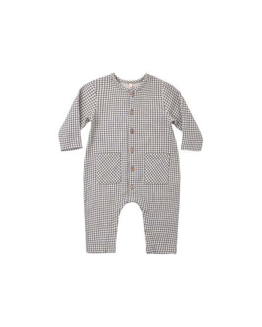 Midnight Gingham Pocketed Woven Jumpsuit