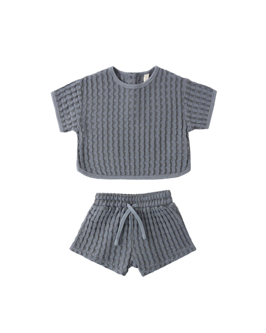 Quincy Mae Ocean Jayden Set featuring a soft, pastel-colored baby clothing set with ocean-inspired patterns and cozy fabric.