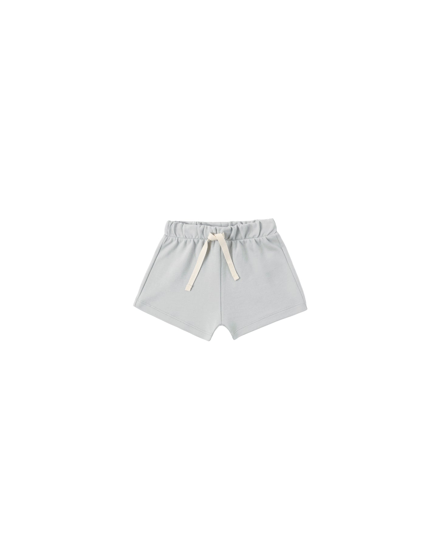 Sky blue Quincy Mae Sky Play Shorts for kids, soft fabric with elastic waistband, perfect for comfortable summer wear.