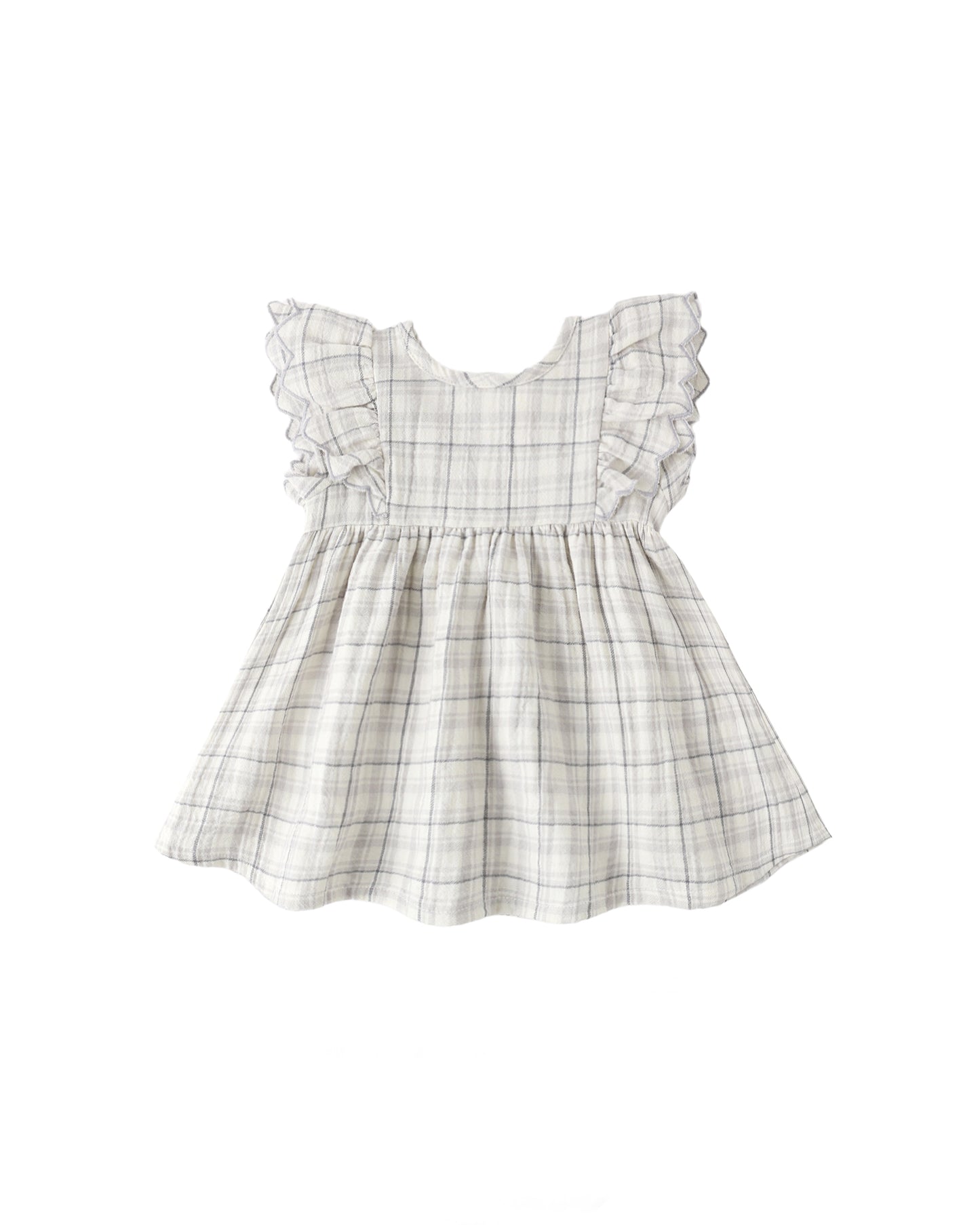Blue plaid Alina dress by Quincy Mae, featuring a classic pattern, soft fabric, and a comfortable fit for children.