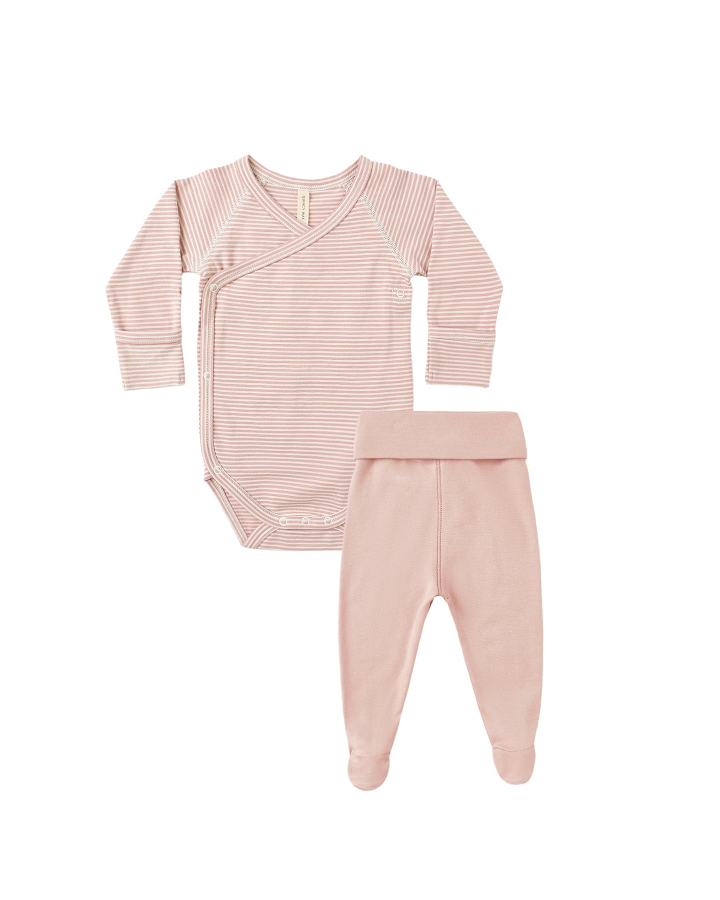 Rose Micro Stripe Side Snap Bodysuit + Pant Set