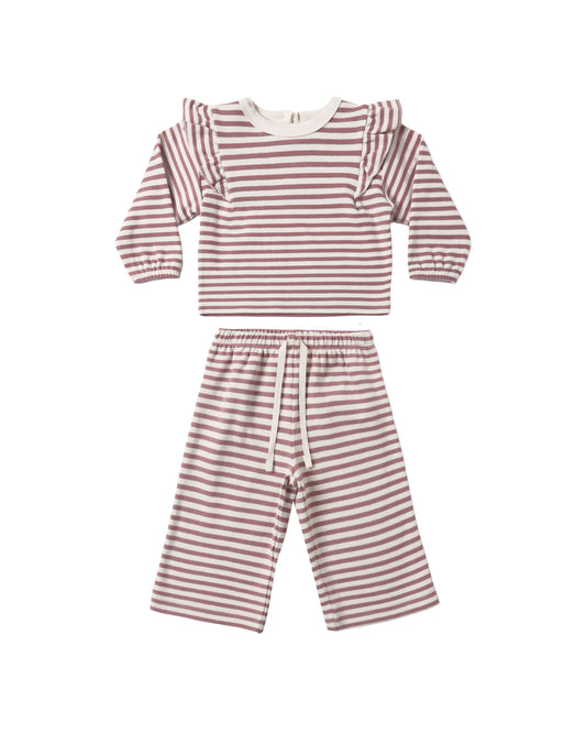 Mulberry Stripe Ruffle Cozy Set
