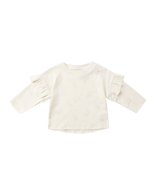 Snow Owls Ruffle Long Sleeve Tee