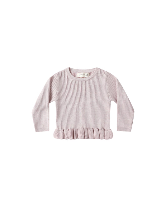 Lilac Rib Knit Peplum Top