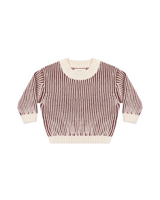 Black Cherry Stripe Relaxed Knit Sweater