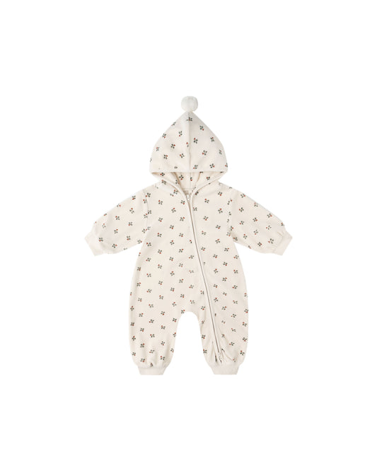 Holly Berry Velour Zip Jumpsuit