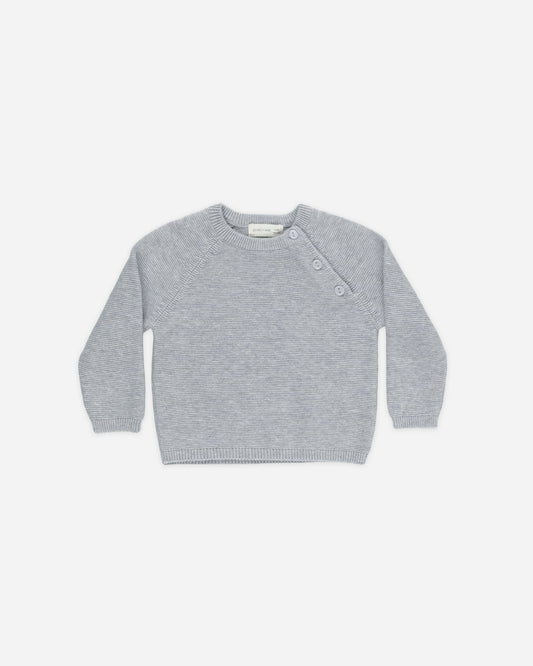 Heathered Dusty Blue Bailey Knit Sweater