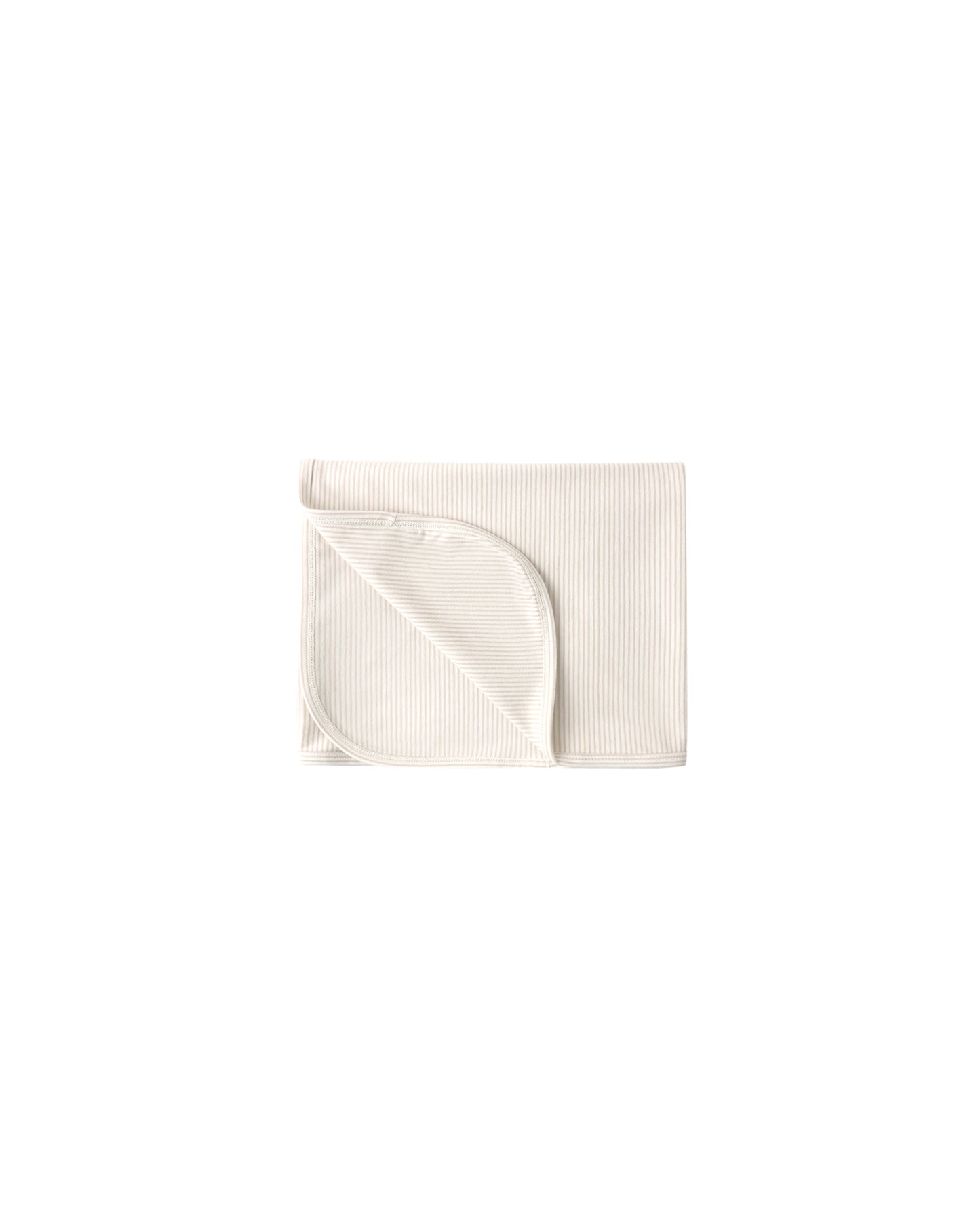 Oat micro stripe Quincy Mae swaddle blanket with soft, breathable fabric and gentle stitching, perfect for newborns and infants.