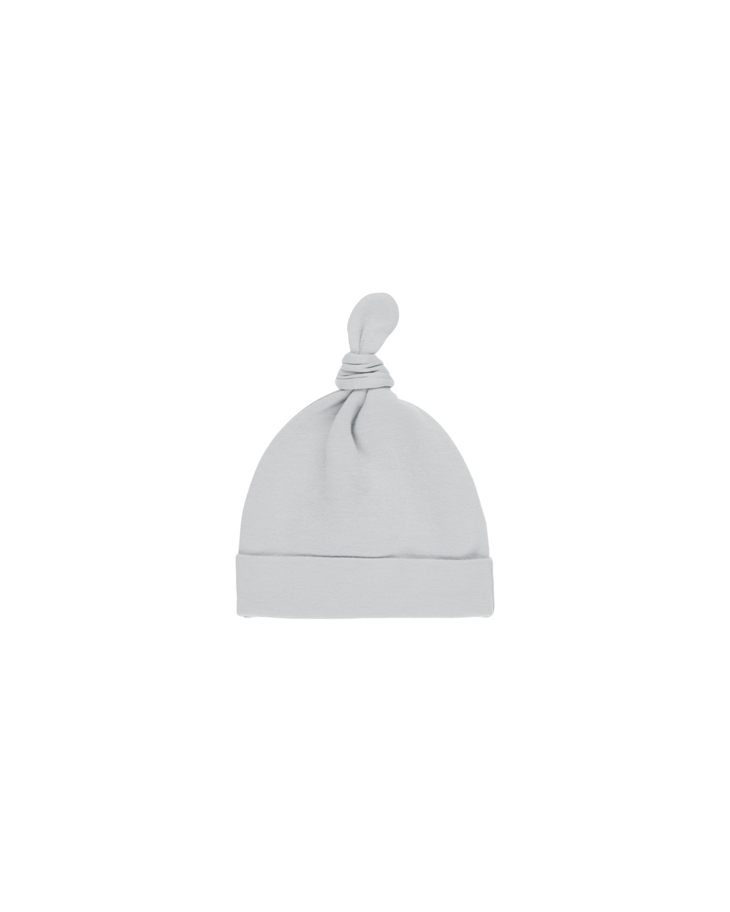 Sky knotted baby hat by Quincy Mae featuring soft fabric and a stylish knot design for cozy comfort.