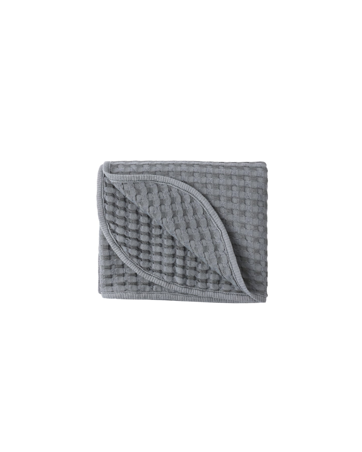 Soft Ocean Waffle Baby Blanket by Quincy Mae, featuring a textured waffle fabric in calming ocean blue color.