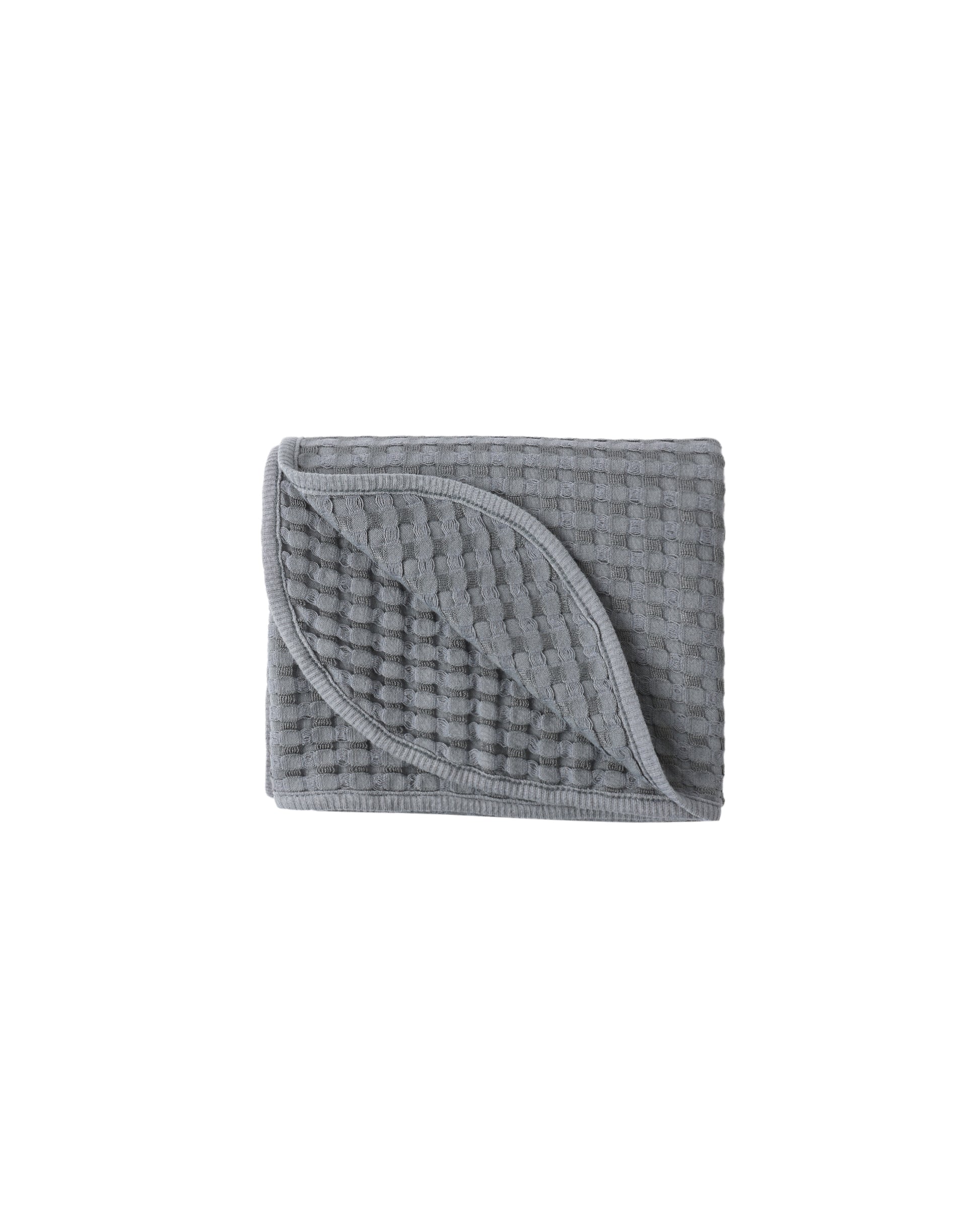 Soft Ocean Waffle Baby Blanket by Quincy Mae, featuring a textured waffle fabric in calming ocean blue color.