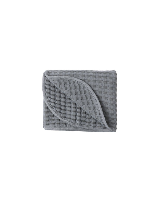 Soft Ocean Waffle Baby Blanket by Quincy Mae, featuring a textured waffle fabric in calming ocean blue color.