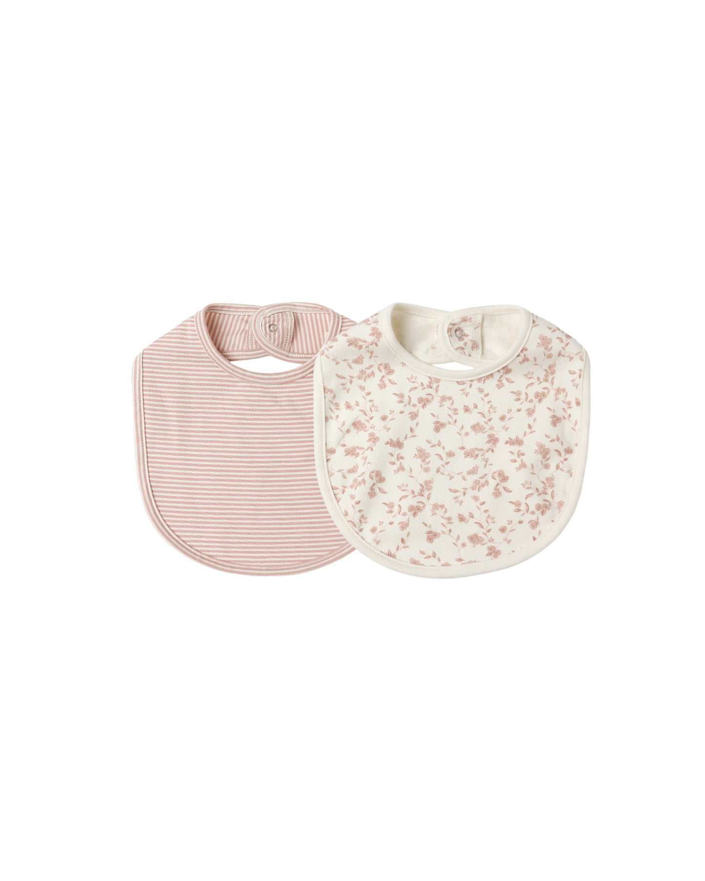 French Garden & Rose Stripe Jersey Snap Bib Set