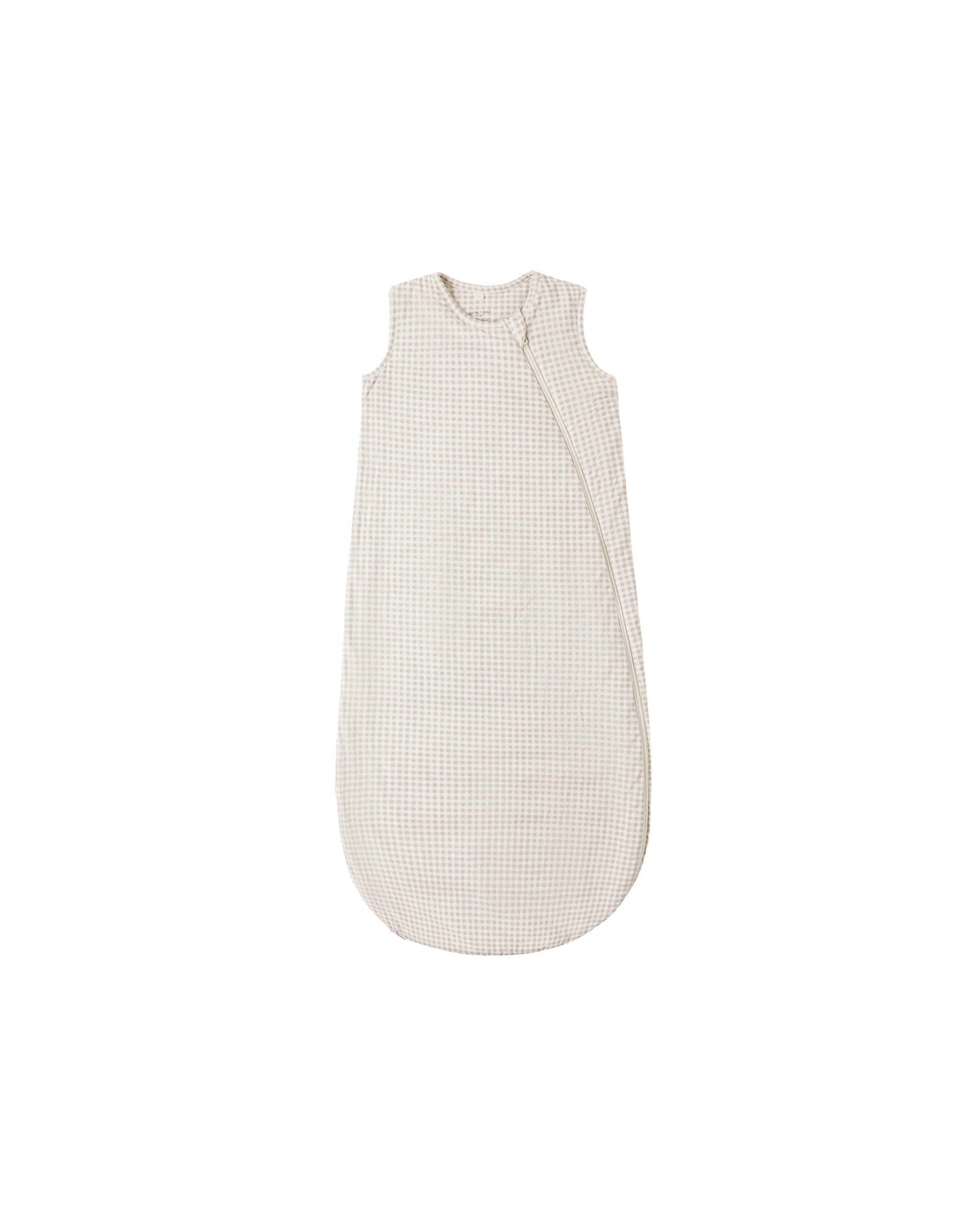 Ivory Oat Gingham Bamboo Sleep Bag by Quincy Mae, featuring soft fabric and adjustable straps for cozy baby sleep.