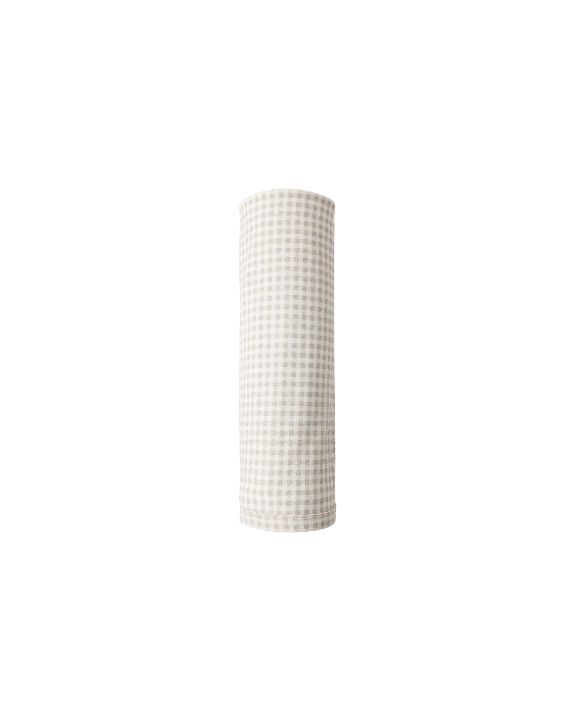 Ivory bamboo swaddle blanket with oat gingham pattern from Quincy Mae, soft and breathable for babies.
