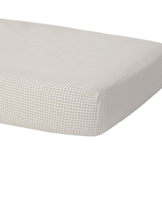 Sage gingham woven crib sheet by Quincy Mae, soft fabric with a classic checkered pattern for baby’s crib bedding.