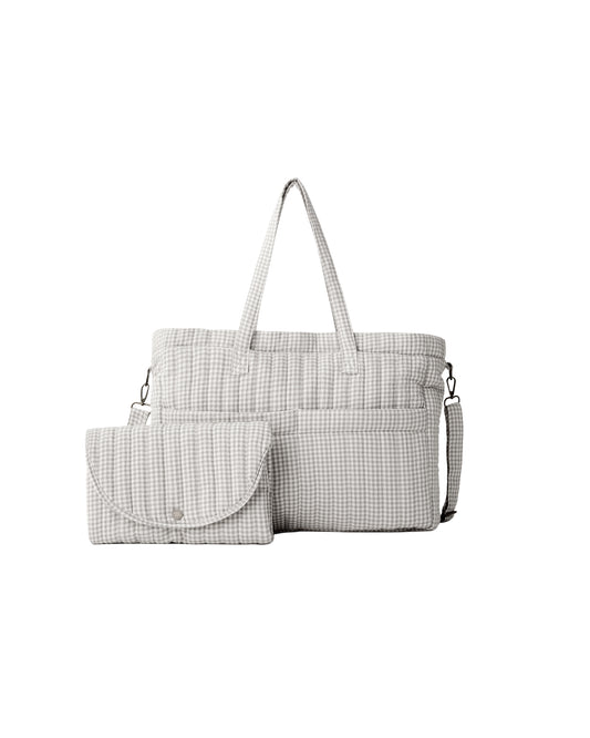 Sage Gingham Diaper Bag + Changing Mat