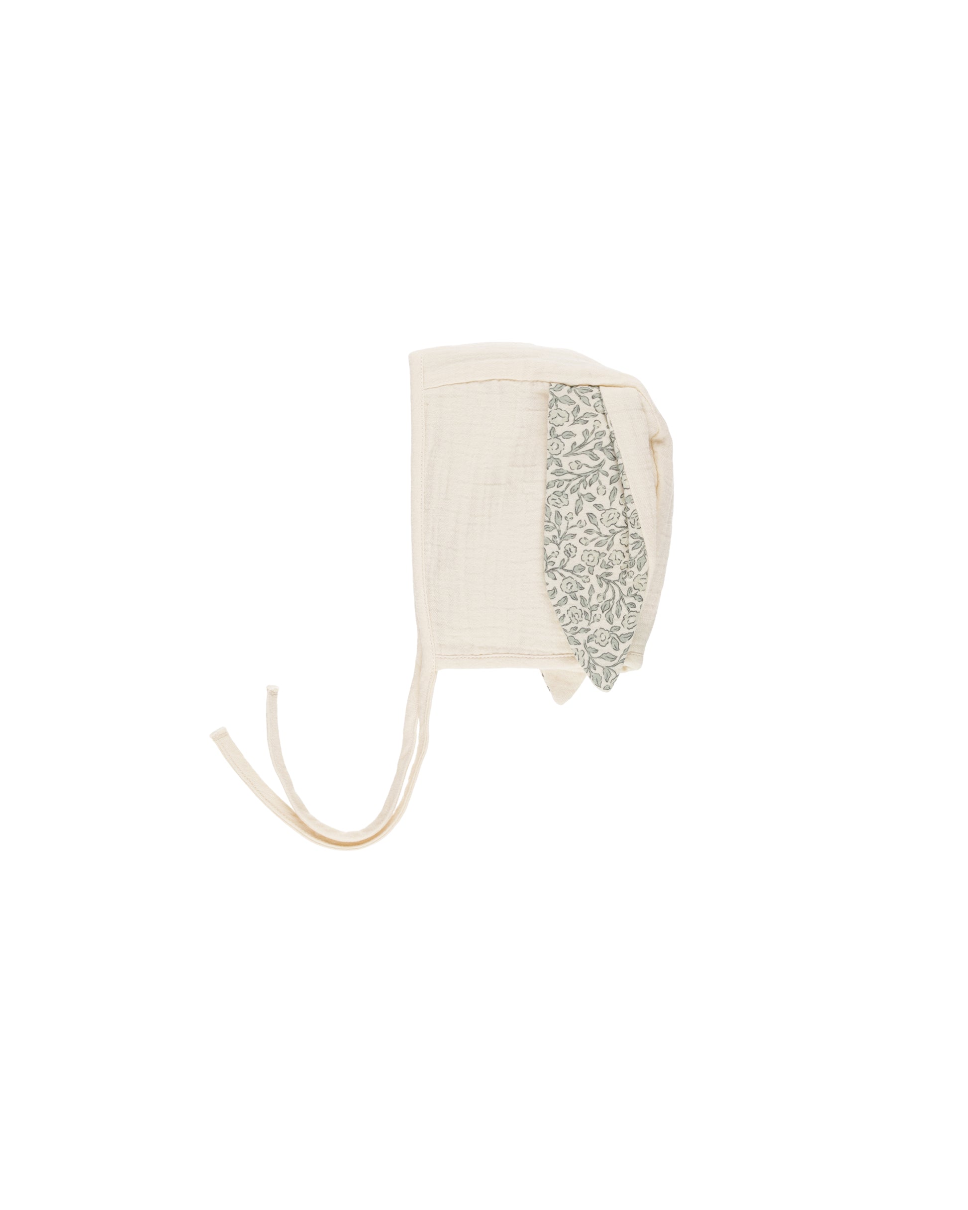 Green garden bunny bonnet by Quincy Mae, soft natural fabric with bunny ear design, perfect for babies and toddlers.