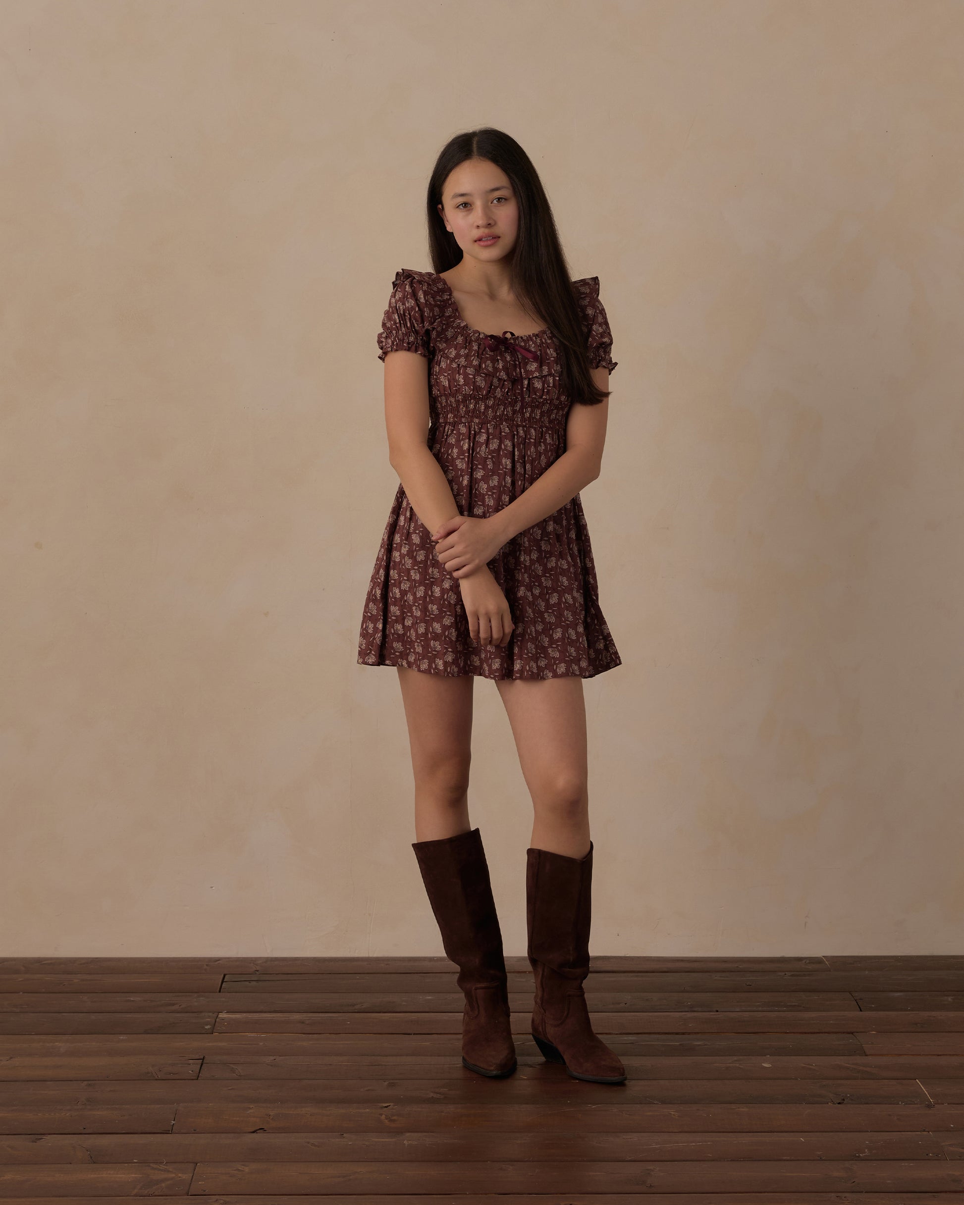 Teen Mulberry Iris Dillon Dress by Rylee & Cru featuring a floral print, soft fabric, and a comfortable fit for young girls.
