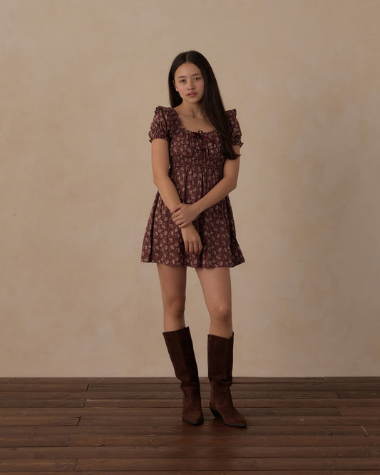 Teen Mulberry Iris Dillon Dress by Rylee & Cru featuring a floral print, soft fabric, and a comfortable fit for young girls.
