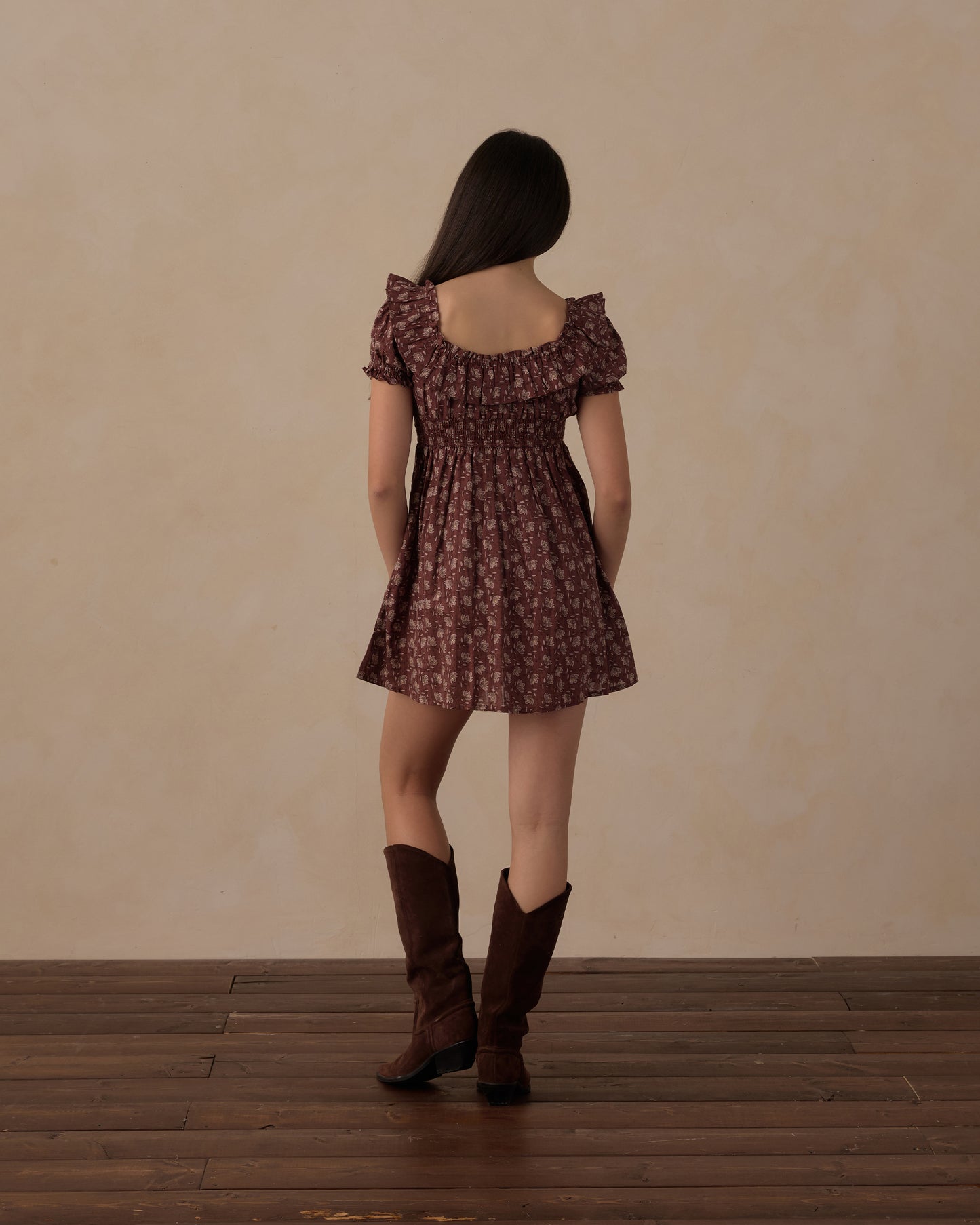 Teen Mulberry Iris Dillon Dress by Rylee & Cru featuring a floral print, soft fabric, and a relaxed fit on a young girl model.