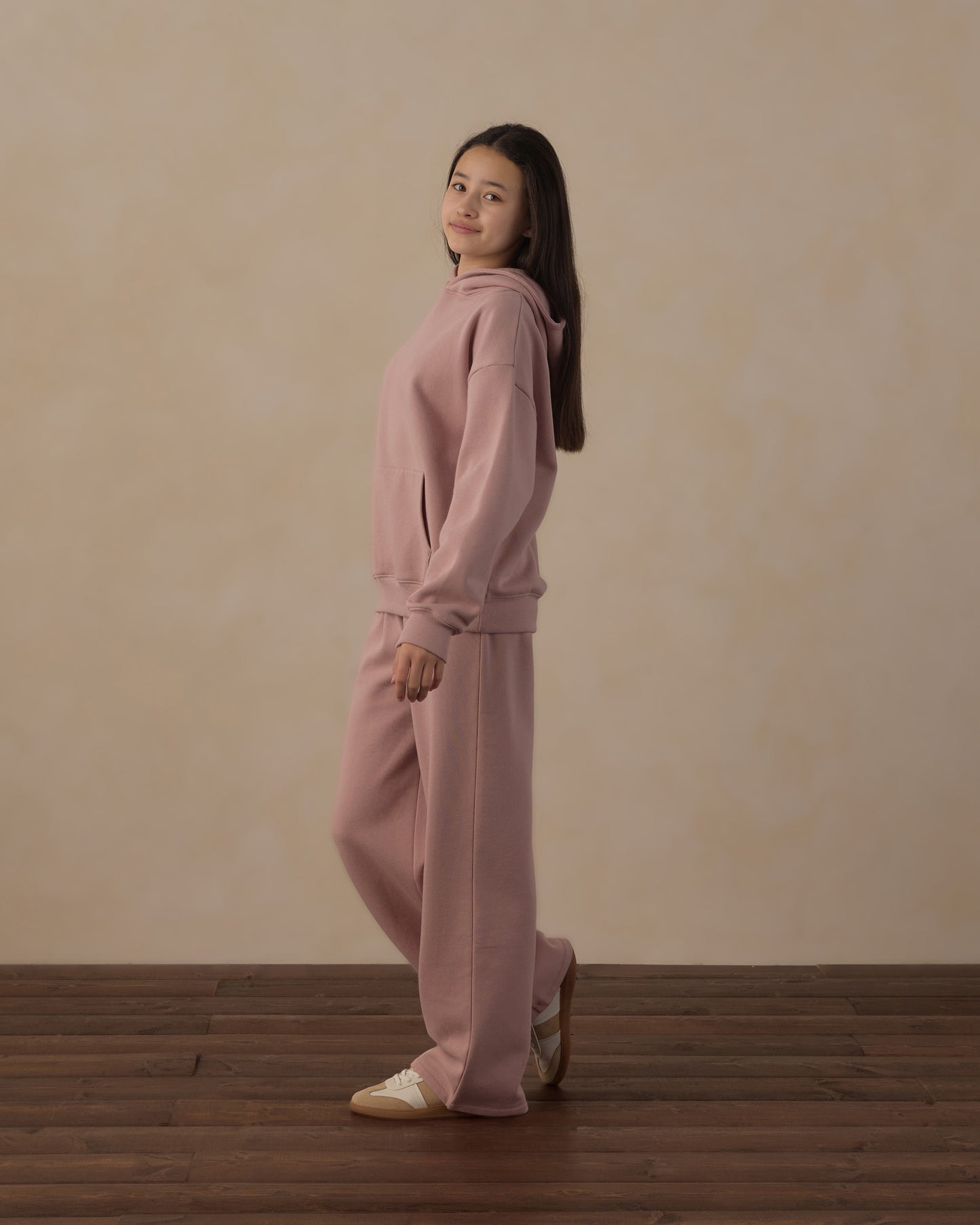 Teen Rosewood Relaxed Hoodie by Rylee & Cru, featuring a soft rosewood color and a comfortable, relaxed fit for teens.