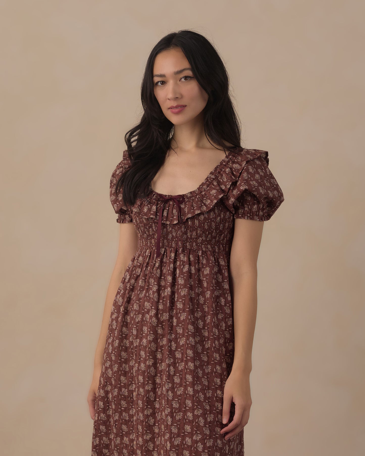 Women's Mulberry Iris Dillon Maxi Dress by Rylee & Cru, featuring a flowy silhouette and floral pattern in a vibrant color.