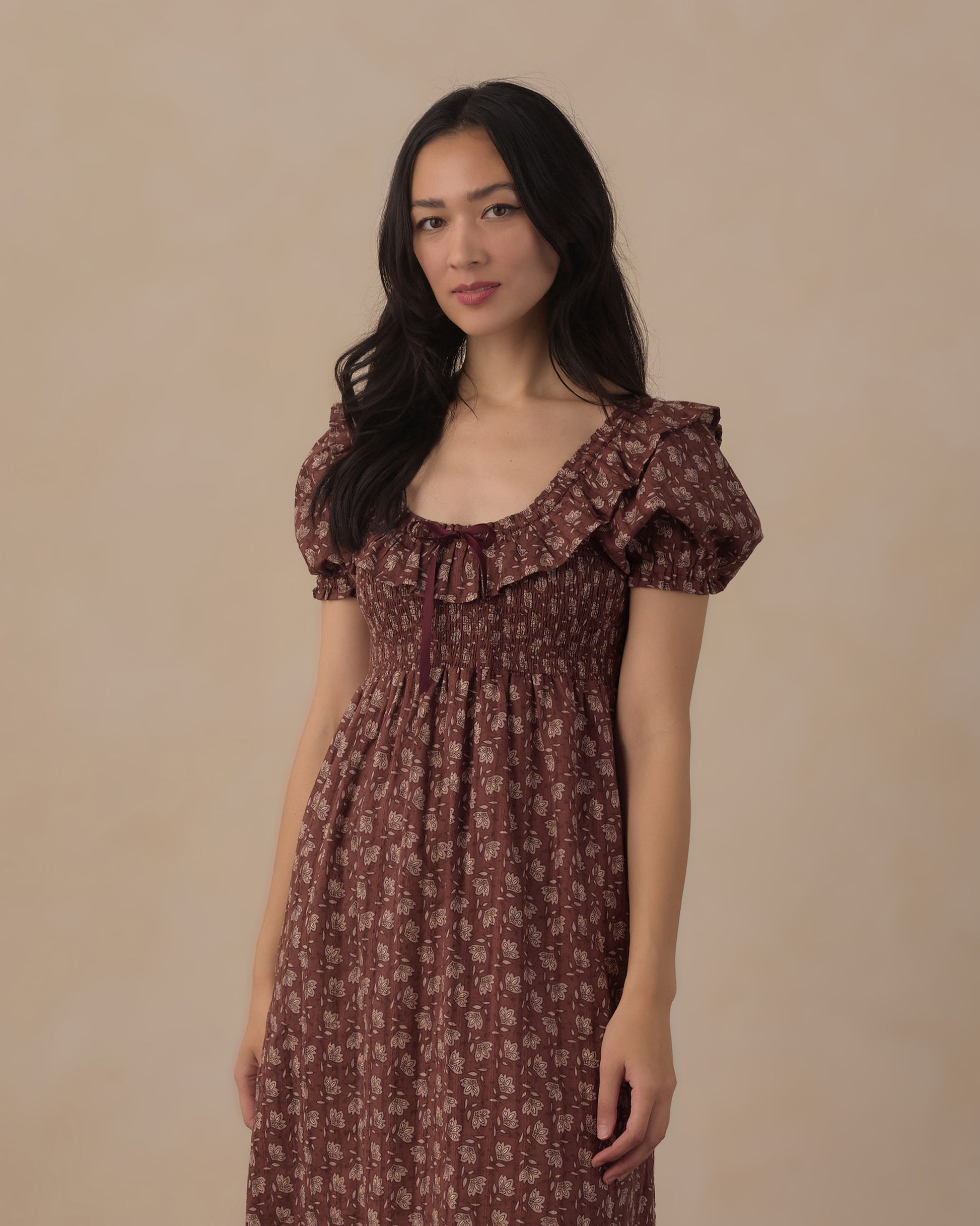 Women's Mulberry Iris Dillon Maxi Dress by Rylee & Cru, featuring a flowy silhouette and floral pattern in a vibrant color.