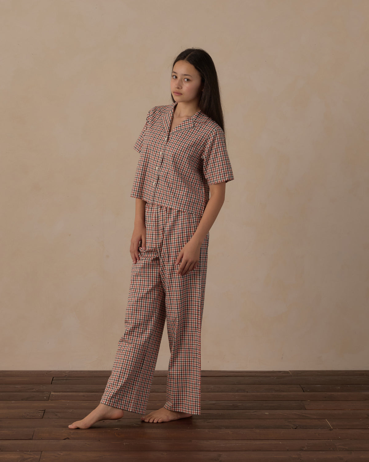 Teen Holiday Gingham Woven Pajama Set