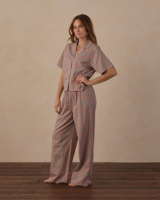 Women's Holiday Gingham Woven Pajama Set