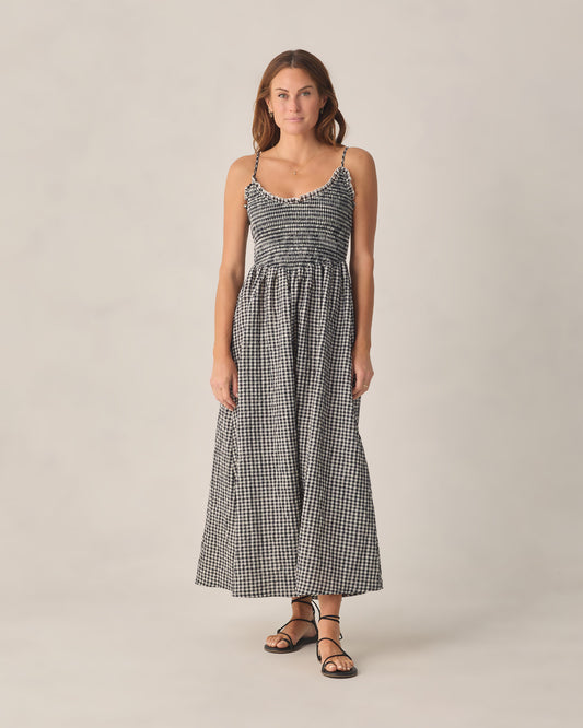Black check women's Chrissy dress by Rylee & Cru, featuring a stylish check pattern and a flattering fit.