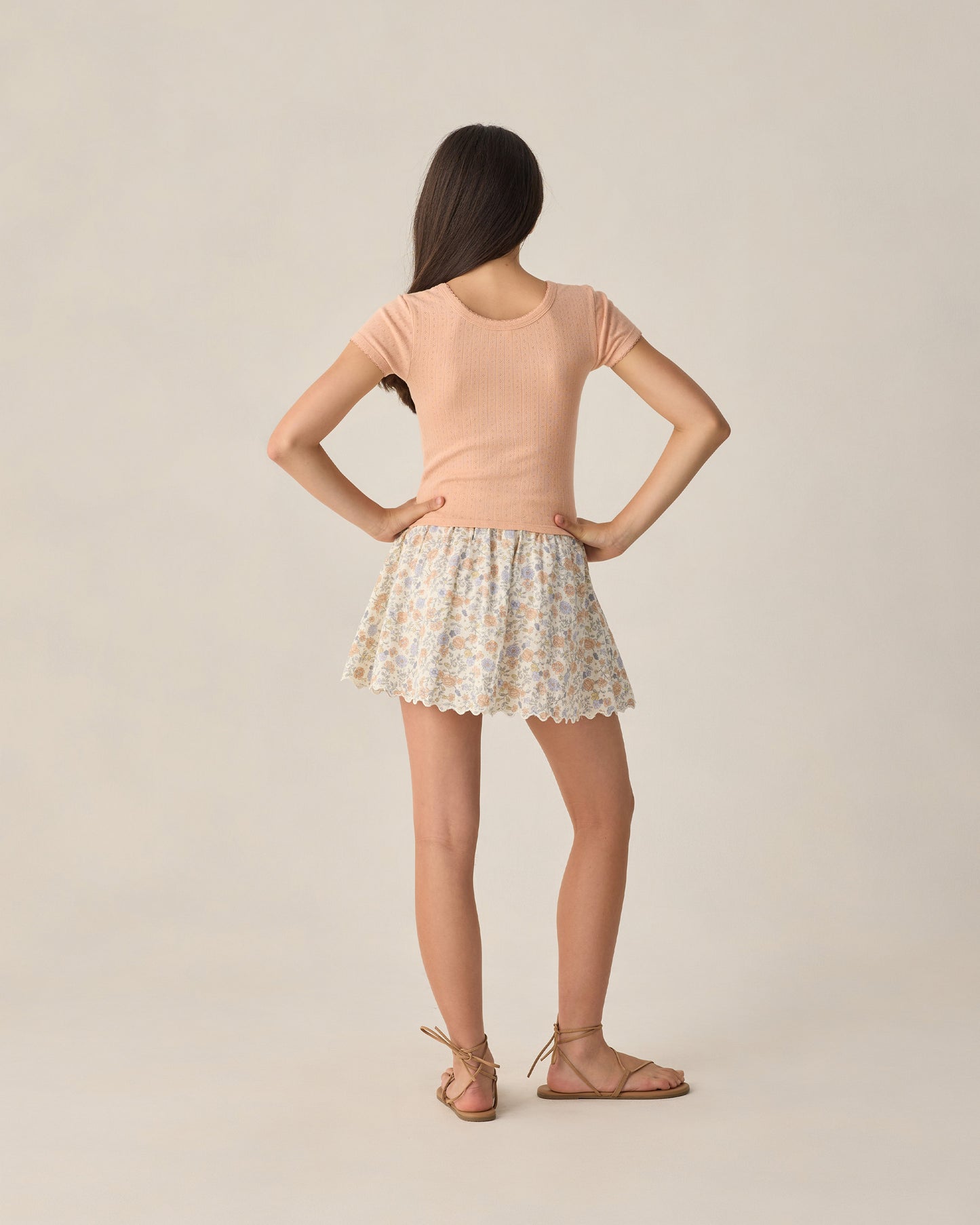 Teen Melon Pointelle Jersey by Rylee & Cru, showcasing a soft, textured fabric in a vibrant melon color.