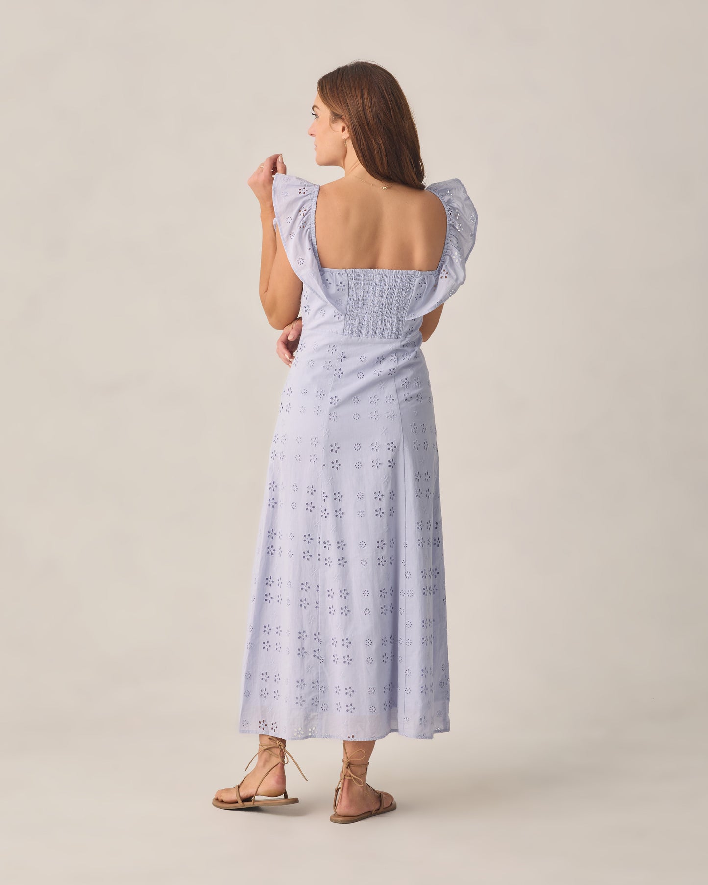 Women's periwinkle Bianca dress by Rylee & Cru, featuring a flowing design and delicate fabric details.