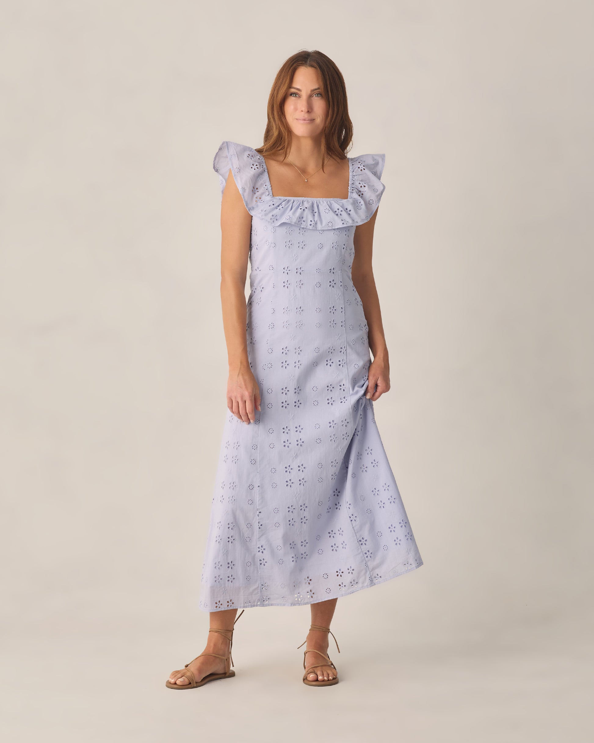 Women's periwinkle Bianca dress by Rylee & Cru, featuring a flowy design and elegant silhouette.