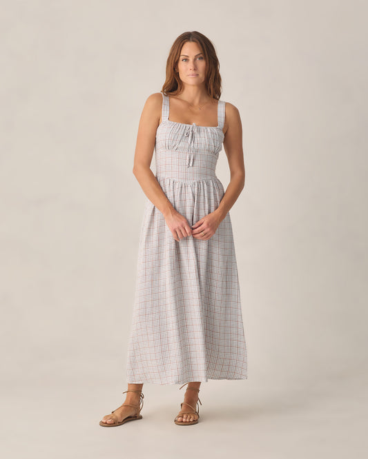 Women's Light Blue Plaid Primrose Maxi Dress