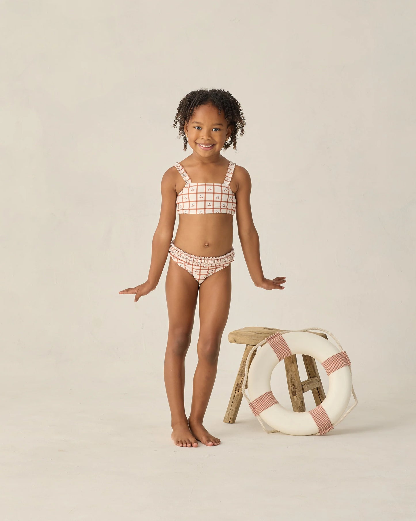 Cherry Check Rouched Bikini