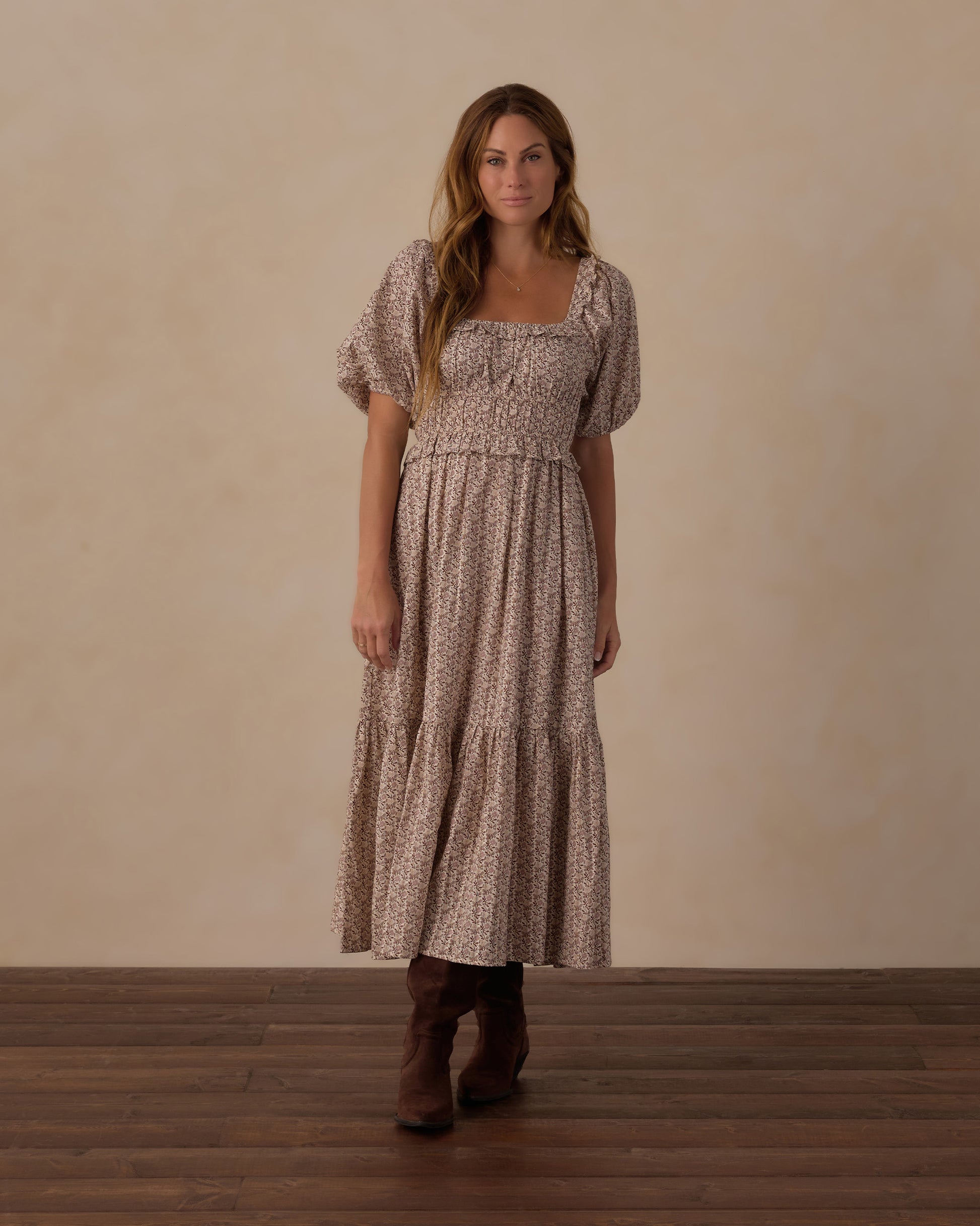 Women's Primrose Tenley Dress by Rylee & Cru, featuring a floral pattern, lightweight fabric, and a relaxed fit on a model.