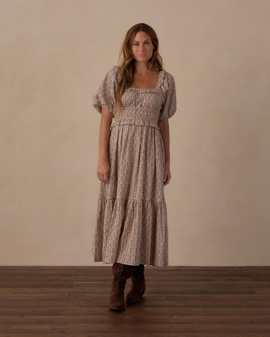 Women's Primrose Tenley Dress by Rylee & Cru, featuring a floral pattern, lightweight fabric, and a relaxed fit on a model.