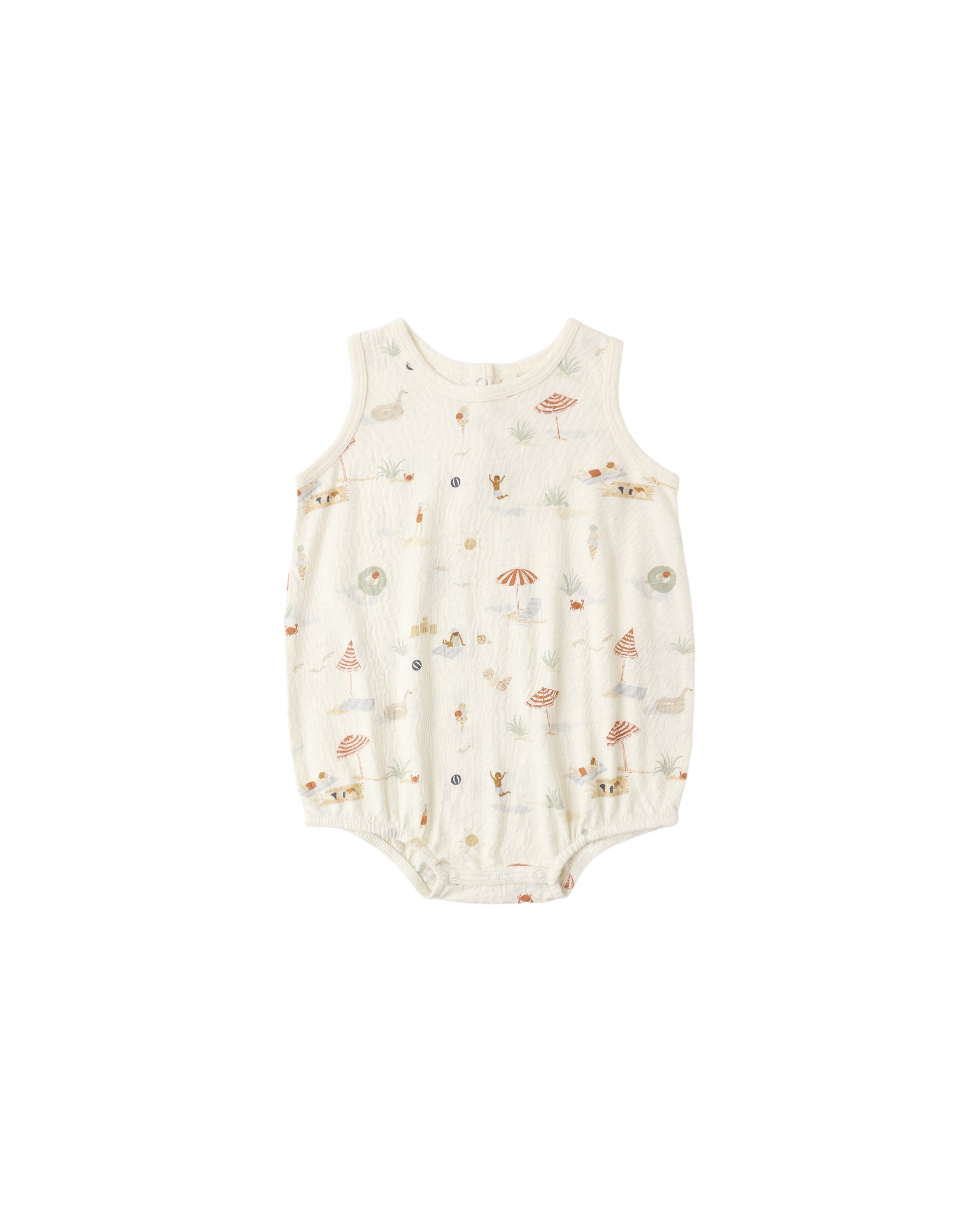 Rylee & Cru Beach Day Bubble Onesie for babies, ivory color, soft fabric, featuring playful bubble design and comfortable fit.